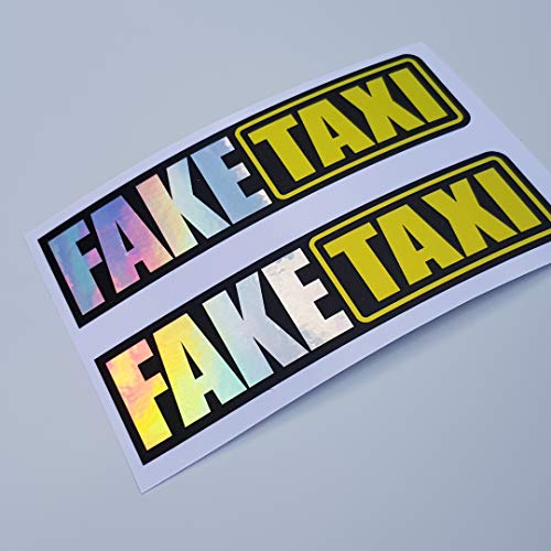 Folien-Zentrum - 2 Stk. Fake Taxi Farbwechsel Oilslick Schwarz 4x14,5 cm - hochwertiger Aufkleber Auto Tuning - OEM & JDM Auto Sticker - Lustige Aufkleber Auto - Stickerbomb - Made in Germany von folien-zentrum