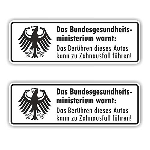Folien-Zentrum - 2x Warnung Zahnausfall 15x5cm - Fun Aufkleber Auto Tuning Autosticker - Lustige Sticker Decal für Car Fahrrad Motorrad Mofa - Lustiger Spruch Autoaufkleber - Made in Germany (2) von folien-zentrum