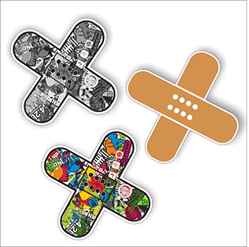 Folien-Zentrum - 3 Aufkleber Set - Pflaster 3 Stk. 8,5x8,5cm - hochwertiger Aufkleber Auto Tuning - OEM & JDM Autosticker - Lustige Sticker für Auto - Stickerbomb - Autoaufkleber - Made in Germany von folien-zentrum