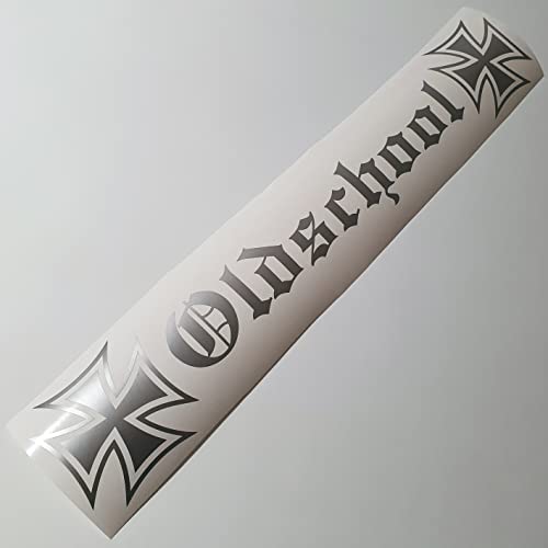 Oldschool Eiserne Kreuz Totenkopf Scull 55 x 9,5 cm - hochwertiger Aufkleber Auto Tuning - OEM & JDM Auto Sticker - Lustige Aufkleber für Auto - Stickerbomb - Autoaufkleber - Made in Germany von folien-zentrum