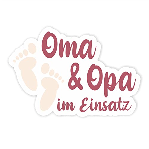 Oma und Opa im Einsatz Auto Aufkleber 12 x 8 cm Folie Sticker Kids Baby lustig süß 4 schnuller Herz Fußabdruck Fuß Tuning Decal von folien-zentrum