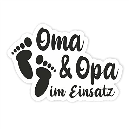 Oma und Opa im Einsatz Auto Aufkleber 12 x 8 cm Folie Sticker Kids Baby lustig süß 6 schnuller Herz Fußabdruck Fuß Tuning Decal von folien-zentrum