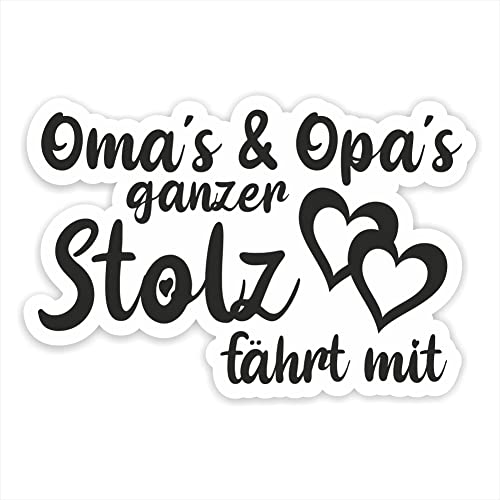 folien-zentrum - Oma und Opa´s ganzer Stolz fährt mit Auto Aufkleber 12x8cm Folie Sticker Großeltern Kids Baby lustig süß 15 schnuller Herz Fußabdruck Fuß Tuning Decal von folien-zentrum