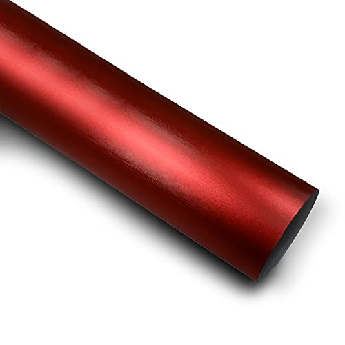 11,40€/m² Matt Chrom Metallic Gebürstet Auto Folie Blasenfrei mit Luftkanäle Car Wrapping (Rot, 15m x 152cm) von folimac