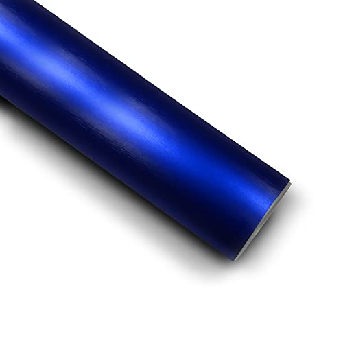 10,66€/m² Matt Chrom Metallic Gebürstet Auto Folie Blasenfrei mit Luftkanäle Car Wrapping (Blau, 1m x 152cm) von folimac