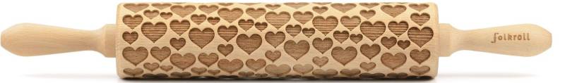 folkroll Teigroller 3D-Motiv-Teigrolle Massivholz, Herzen folkroll Teigroller 3D-Motiv-Teigrolle Massivholz, Herzen von folkroll