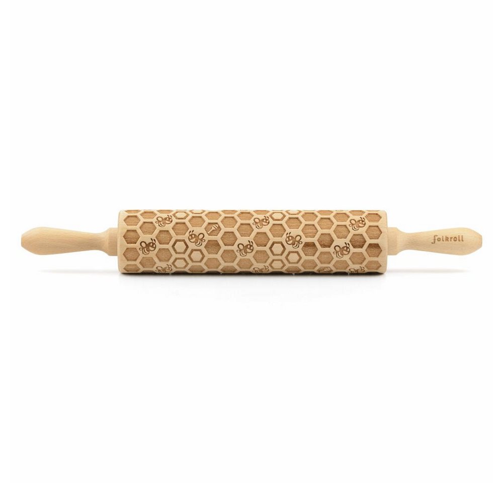 folkroll Teigroller Bienenwaben, groß, 43 cm Buchenholz von folkroll