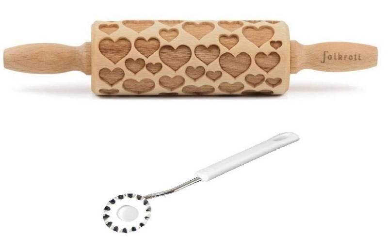 folkroll Teigroller Folkroll Motiv Teigrolle Teigroller Herzen Herz 23cm mit Teigrädchen Holz folkroll Teigroller Folkroll Motiv Teigrolle Teigroller Herzen Herz 23cm mit Teigrädchen Holz von folkroll