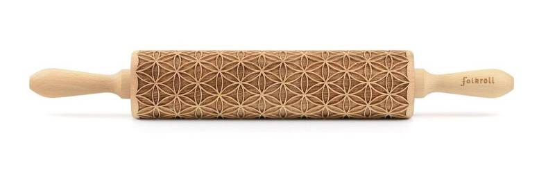 folkroll Teigroller Folkroll Motiv Teigrolle Teigroller Motiv Blume des Lebens Länge 42cm von folkroll