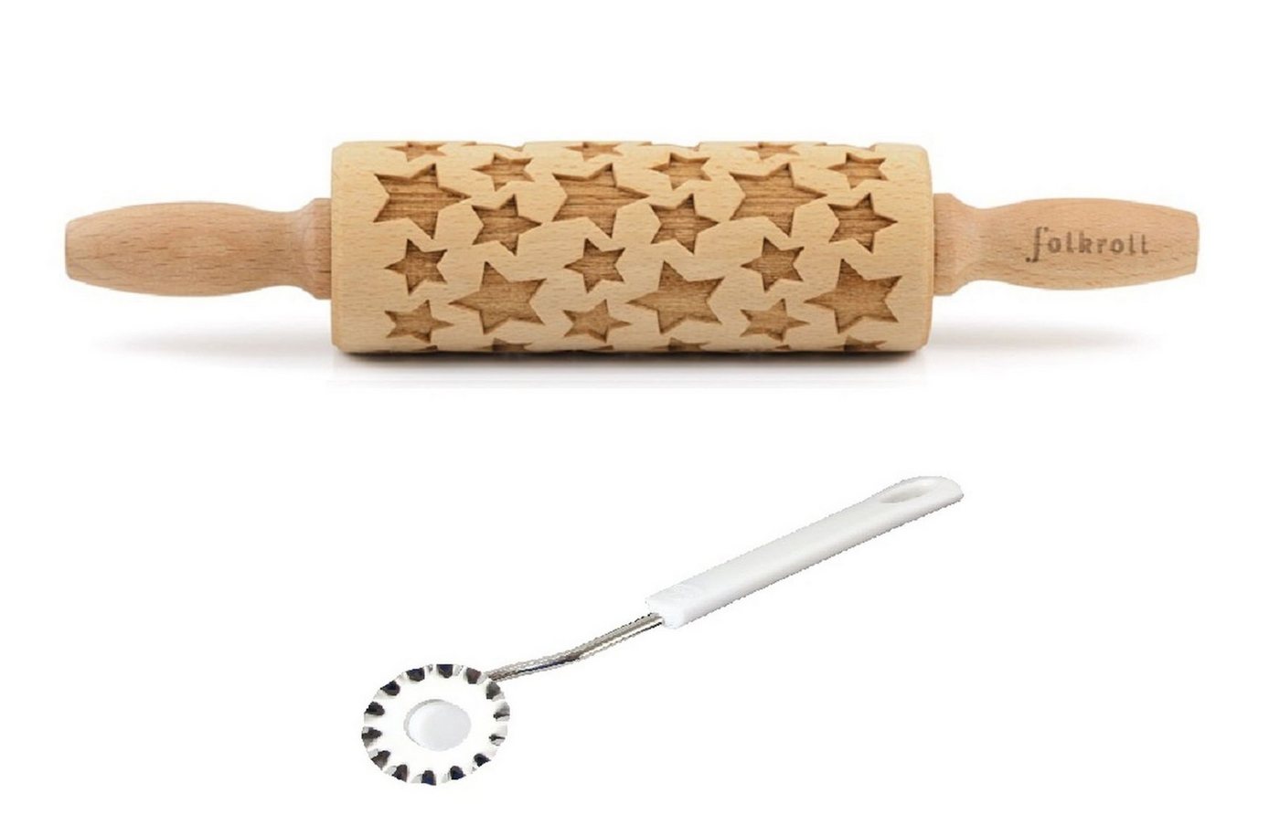 folkroll Teigroller Folkroll Motiv Teigrolle Teigroller Sterne 23cm mit Teigrädchen 330524 Holz folkroll Teigroller Folkroll Motiv Teigrolle Teigroller Sterne 23cm mit Teigrädchen 330524 Holz von folkroll