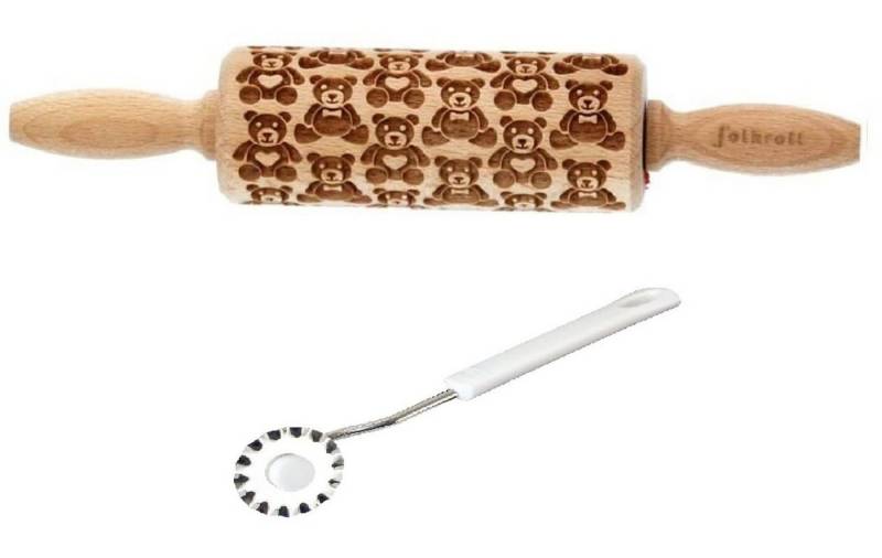 folkroll Teigroller Folkroll Motiv Teigrolle Teigroller Teddybären 23cm mit Teigrädchen Holz folkroll Teigroller Folkroll Motiv Teigrolle Teigroller Teddybären 23cm mit Teigrädchen Holz von folkroll