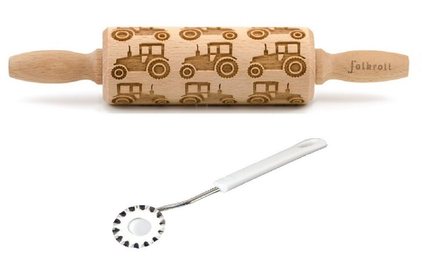 folkroll Teigroller Folkroll Motiv Teigrolle Teigroller Traktor 23cm mit Teigrädchen Holz folkroll Teigroller Folkroll Motiv Teigrolle Teigroller Traktor 23cm mit Teigrädchen Holz von folkroll
