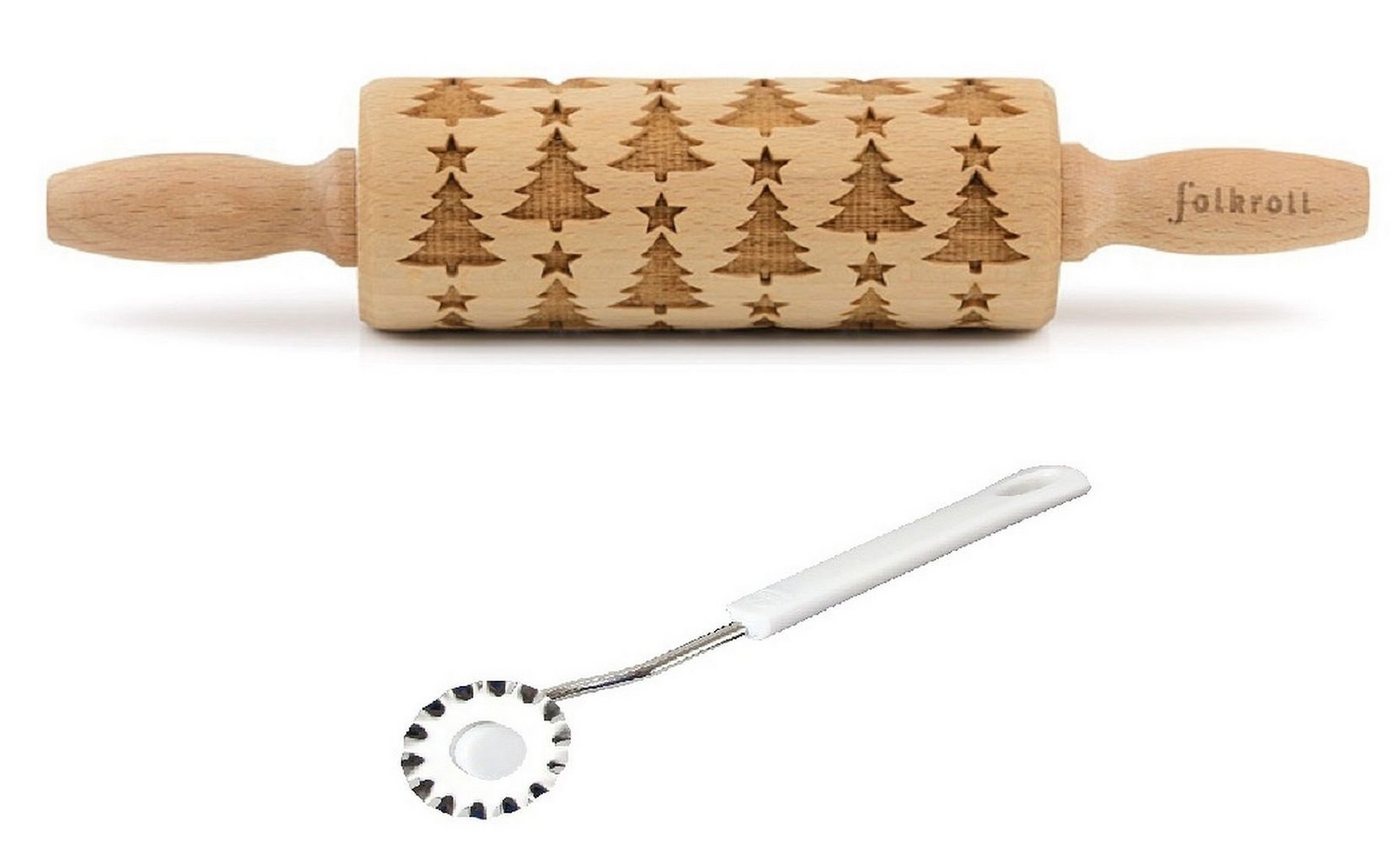 folkroll Teigroller Folkroll Motiv Teigrolle Teigroller Weihnachtsbaum 23cm mit Holz folkroll Teigroller Folkroll Motiv Teigrolle Teigroller Weihnachtsbaum 23cm mit Holz von folkroll