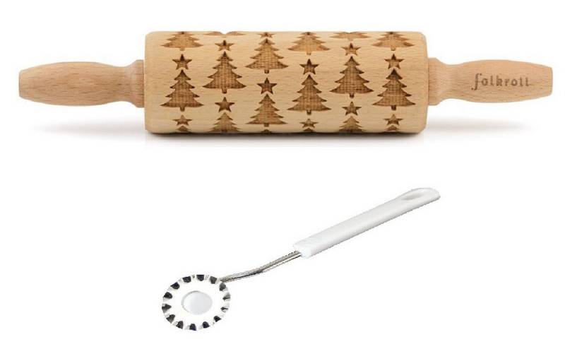 folkroll Teigroller Folkroll Motiv Teigrolle Teigroller Weihnachtsbaum 23cm mit Holz folkroll Teigroller Folkroll Motiv Teigrolle Teigroller Weihnachtsbaum 23cm mit Holz von folkroll