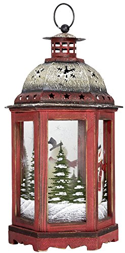 Weihnachtslaterne Schneemann Rot Sechseckig zum hängend oder stehend von foolonli