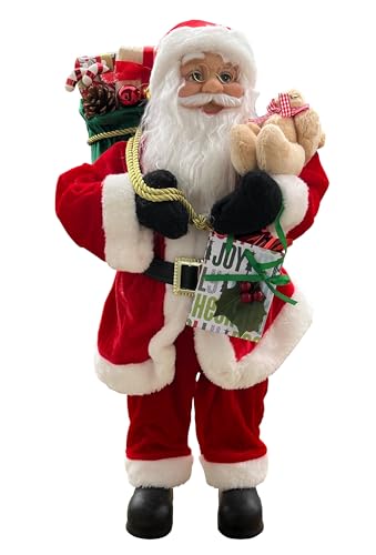 foolonli Weihnachtsmann Santa Clause Carl 60cm Geschenkesack und Teddybär Weihnachten Adventsdekoration Deko Home Living von foolonli