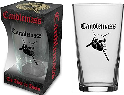 Candlemass Glas Bierglas Longdrink Glas XL Trinkglas XL Becher Pint Glass The Door To Doom Skull Logo von for-collectors-only