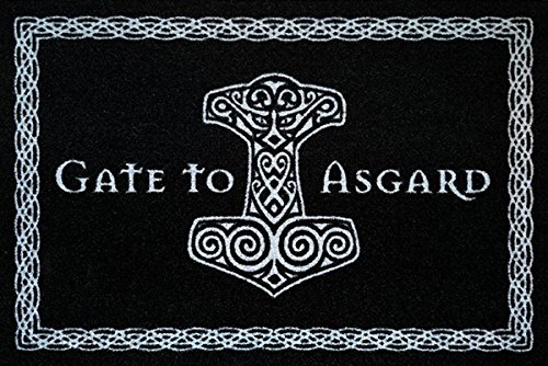 Gate To Asgard Fussmatte Wikinger Fußmatte Black Edition Schmutzmatte Türabstreifer Türmatte Odin Fußabstreifer Teppich doormat von VORAGA