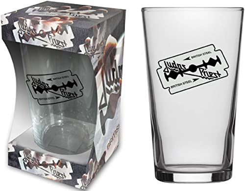 Judas Priest Glas British Steel Bierglas Longdrink Glas XL Trinkglas Pint Glass von for-collectors-only