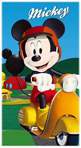 Mickey Mouse Handtuch Kinder Badetuch Strandtuch Disney Kids Beach Towel Strandlaken Duschtuch Micky On Scooter von for-collectors-only