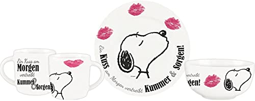 Snoopy Frühstücksset Ein Kuß am Morgen vertreibt Kummer und Sorgen! Peanuts Frühstücks Geschirr Set 3-teilig Teller Schüssel Becher Snoopy Frühstücksset Ein Kuß am Morgen vertreibt Kummer und Sorgen! Peanuts Frühstücks Geschirr Set 3-teilig Teller Schüssel Becher von for-collectors-only