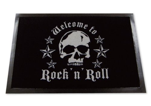 Welcome To Rock n Roll Skull Logo Fussmatte Fußabtreter Türmatte Fußmatte Schmutzmatte Schmutzfangmatte von for-collectors-only