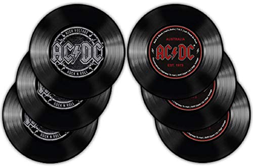 for-collectors-only AC/DC Untersetzer 6er Set Coaster Bierdeckel Est. 1973 Record Logo High Voltage ACDC von for-collectors-only