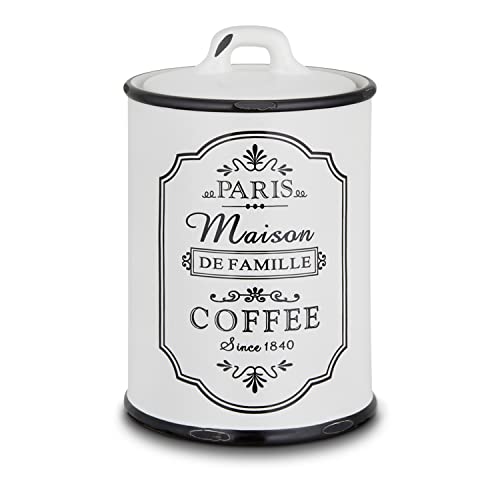 for friends Kaffeedose luftdicht für 250g Kaffeepulver oder Kaffeebohnen, Kaffeedose Paris Line in Schwarz & Weiß mit Aufdruck COFFEE, Kaffeedose rund & mit Deckel im Vintage Shabby Chic Look for friends Kaffeedose luftdicht für 250g Kaffeepulver oder Kaffeebohnen, Kaffeedose Paris Line in Schwarz & Weiß mit Aufdruck COFFEE, Kaffeedose rund & mit Deckel im Vintage Shabby Chic Look von for friends
