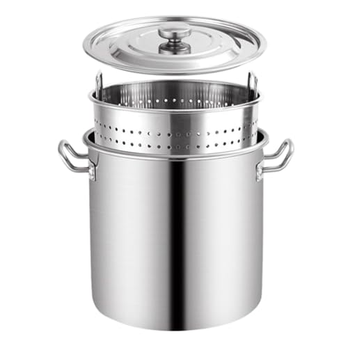 20-90l Stocktopf Mit Siebkorb Und Einziehbaren Griff, Kommerziellen Stahl Meeresfrüchte Kochen Topf Crawfish Kessel Topf Truthahn Fritteuse Für Dämpfen Und Kochen(Size:35L) von forestalk