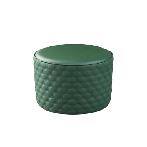 Ottomans Fußhocker, rund, Lederfußhocker, Schuhwechselhocker, Sitzhocker für Wohnzimmer, Küche, Schlafzimmer, Balkon, Hocker, Auflage (Größe: 32 x 30 cm, Farbe: Grün) von forestalk