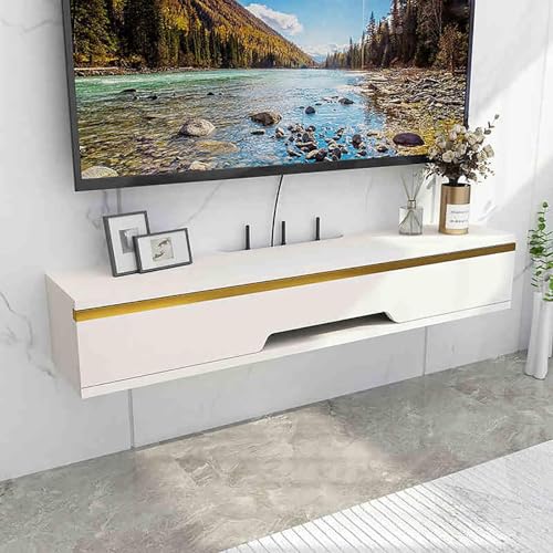 Schwebender TV-Ständer zur Wandmontage, hochglänzend, wandmontiert, moderner schwebender TV-Schrank, Konsolenregal mit oberer Klapptür, Aufbewahrungsschränke, Medienkonsole, (Größe: 50 x 20 x 18,4 cm Schwebender TV-Ständer zur Wandmontage, hochglänzend, wandmontiert, moderner schwebender TV-Schrank, Konsolenregal mit oberer Klapptür, Aufbewahrungsschränke, Medienkonsole, (Größe: 50 x 20 x 18,4 cm von forestalk