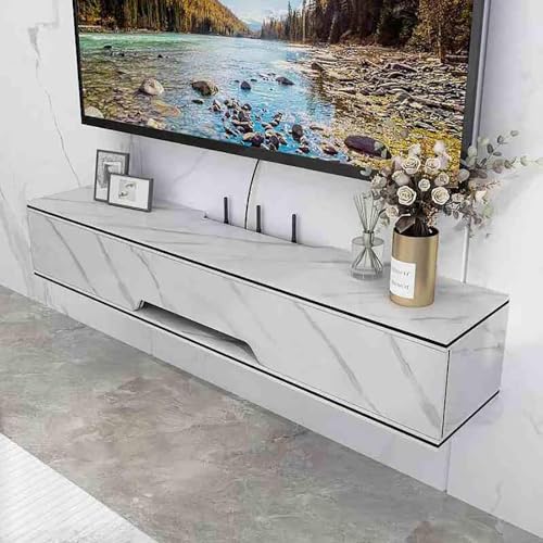 Schwebender TV-Ständer zur Wandmontage, hochglänzend, wandmontiert, moderner schwebender TV-Schrank, Konsolenregal mit oberer Klapptür, Aufbewahrungsschränke, Medienkonsole, Größe: 50 x 20 x 18,4 cm Schwebender TV-Ständer zur Wandmontage, hochglänzend, wandmontiert, moderner schwebender TV-Schrank, Konsolenregal mit oberer Klapptür, Aufbewahrungsschränke, Medienkonsole, Größe: 50 x 20 x 18,4 cm von forestalk