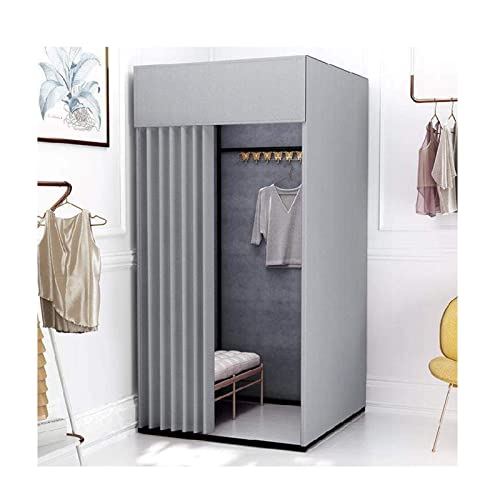 Umkleidekabine für Bekleidungsgeschäft, Umkleidezimmer, einfacher Umkleideraum mit Metallrahmen, besserer Sichtschutz, Ankleideraum, einfach zu montieren, temporär (Größe: 80 x 80 x 200 cm, Farbe von forestalk