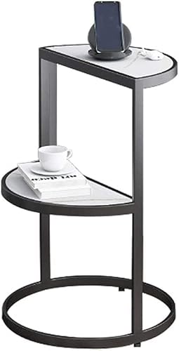 forestalk Halbkreisförmiger Couchtisch aus gesintertem Stein, Metallrahmen, kompakt, schlicht, modern, Wohnzimmer-Beistelltisch – 40 x 55 cm (Farbe: A) von forestalk