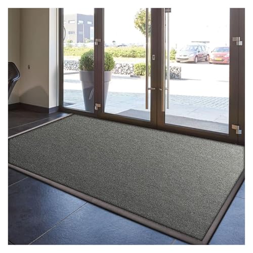 forestalk Outdoor-Matten, dicke Gummi-Rückseite, rutschfest, für drinnen und draußen, robuste Hotel-Fußmatte, Schuhabstreifer, individuelle Größe (Größe: 120 x 240 cm, Farbe: Grau) von forestalk