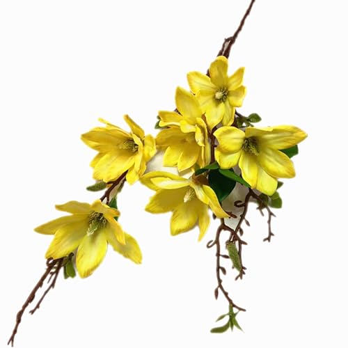 forestmistry Ein künstlicher Magnolien-Blumenzweig mit 6 Köpfen, PU, Yulan-Magnolienstiel für Hochzeit, Tafelaufsatz, Zuhause, Blumendekoration (gelb) von forestmistry