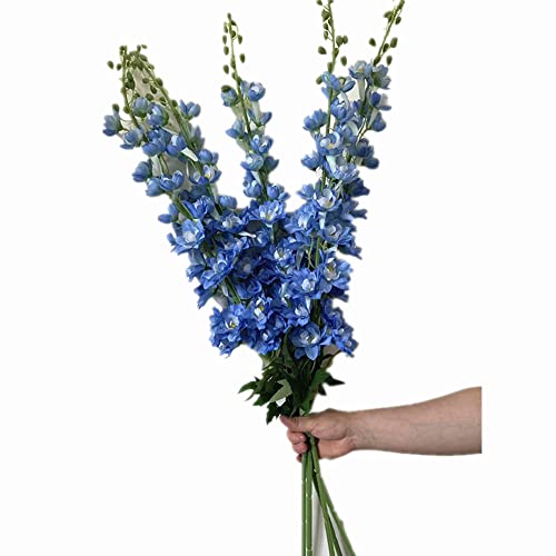 forestmistry Künstliche blaue Rittersporn, Blumenstiel, Seide, Rittersporn für Hochzeit, Tafelaufsätze, Blumendekoration, 5 Stück (blau) von forestmistry