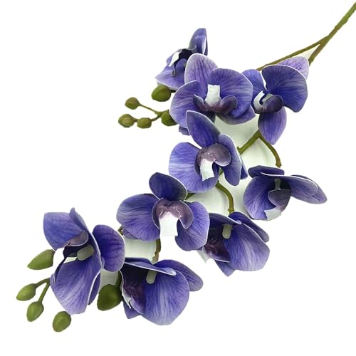 forestmistry Latex-Schmetterlings-Orchidee, 2 Gabeln, 9 Köpfe, fühlt sich echt an, 4 Stück (lila) von forestmistry