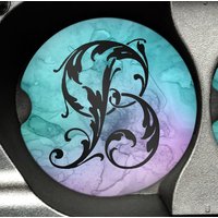 Monogramm Auto Untersetzer Set Personalisierte Sandstein Getränke von foreverskystudio