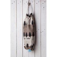 Leinen Plastiktaschenhalter Mit Schwarzem Katzen Design, Einkaufstaschenhalter, Taschenspender, Plastikbeutel Organizer, Aufbewahrung, Hundekothalter von formaliberum