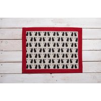 Leinen Tischbeset - Schwarze Katzen Design Mit Einem Roten Rand, Weihnachtsgeschenk, Geschenk Für Katzen-Liebhaber, Frühstück Tischsets von formaliberum