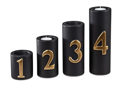 4er Set-Leuchter 9-23cm Adventsleuchter Kerzenhalter Leuchter schwarz-Gold formano von formano