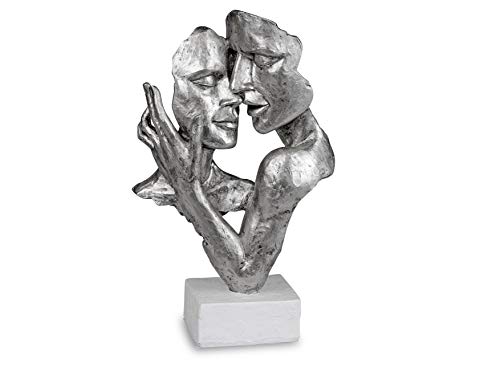 Deko Figur Paar Silber weiß Elegante Skulptur und Wohnzimmer Dekoration mit gratis Geschenkanhänger und Klammer von formano