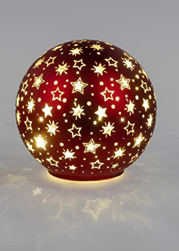 Deko Kugel Licht rot LED-Licht mit Timer Weihnachtskugel Weihnachten (Deko-Kugel 12 cm) von formano