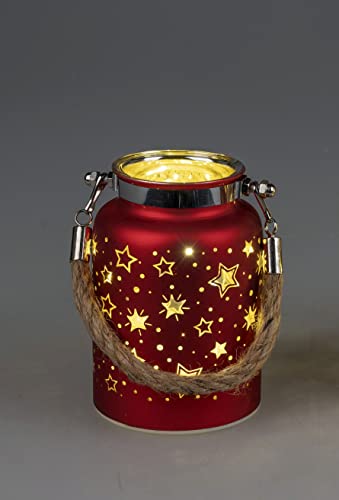 Deko-Licht stehend 12 cm Bordeauxrot mit Sternmotiv u. Timer Weihnachten Dekoration Fenster Schmuck von formano