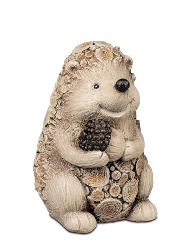 Dekofigur Igel in Holzoptik – 19 cm oder 28 cm – Herbstliche Gartendeko aus Kunstharz für drinnen & draußen (19 cm) von formano