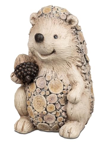 Dekofigur Igel in Holzoptik – 19 cm oder 28 cm – Herbstliche Gartendeko aus Kunstharz für drinnen & draußen (28 cm) von formano