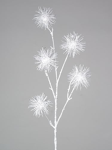 Dekoration Kunstzweig 1 Stück Kugelzweig Dekozweig 70cm Weiss mit Glitter von formano
