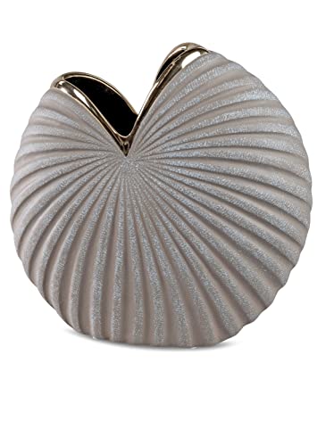 Dekorative Blumenvase Dekovase Vase 22x22cm Sand-Gold - ohne Deko von formano