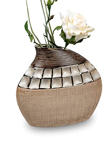 Formano 1 Stück Vase Creme-Braun 20 x19 cm aus Keramik- Dekoration für EIN schönes Zuhause von formano